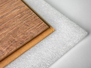 Close-up white foam underlay for laminate
